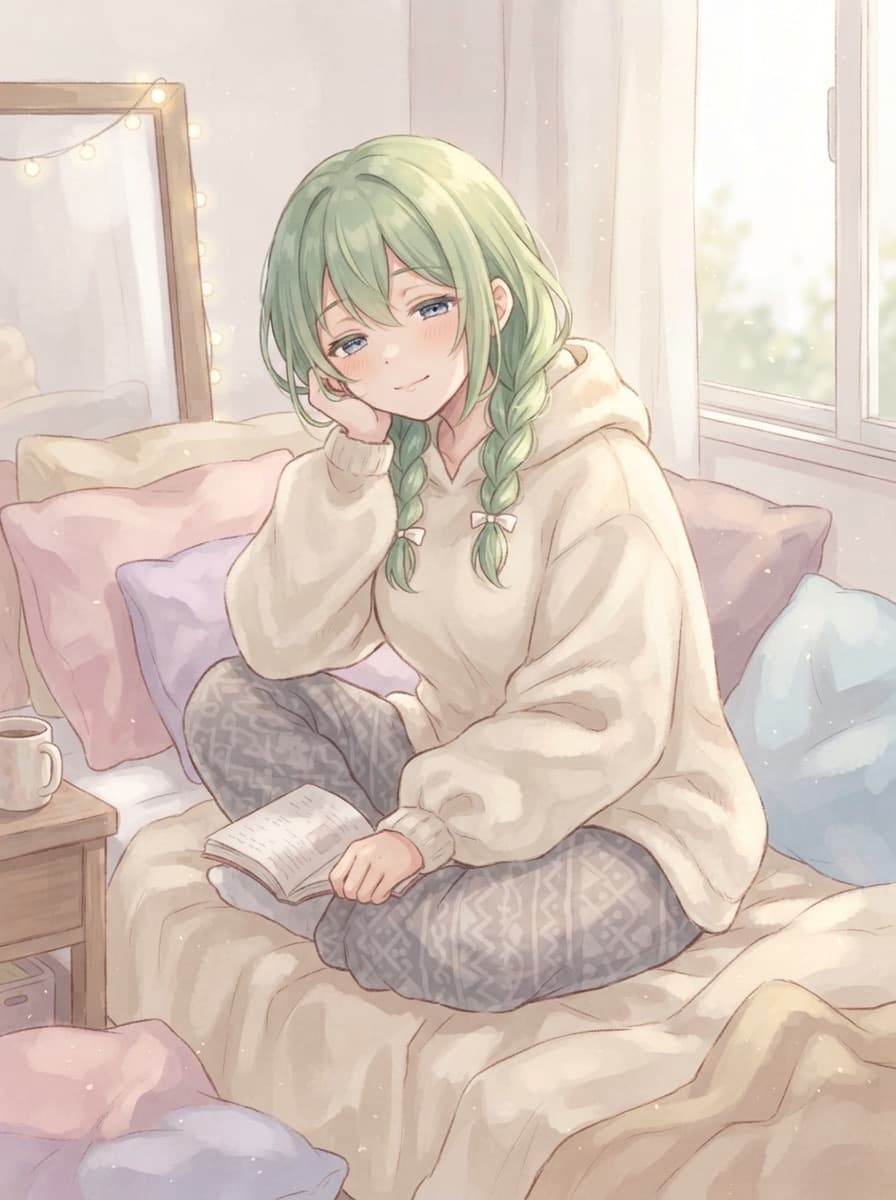 mint braids cozy waifu