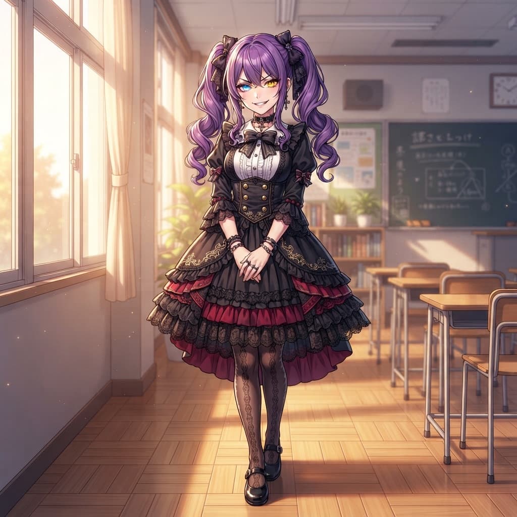 purple twintails gothic lolita waifu